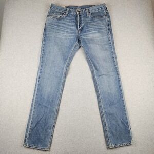 Hollister Jeans Mens 36x32 Blue Pacific Merchants Straight Leg Button Fly Cotton